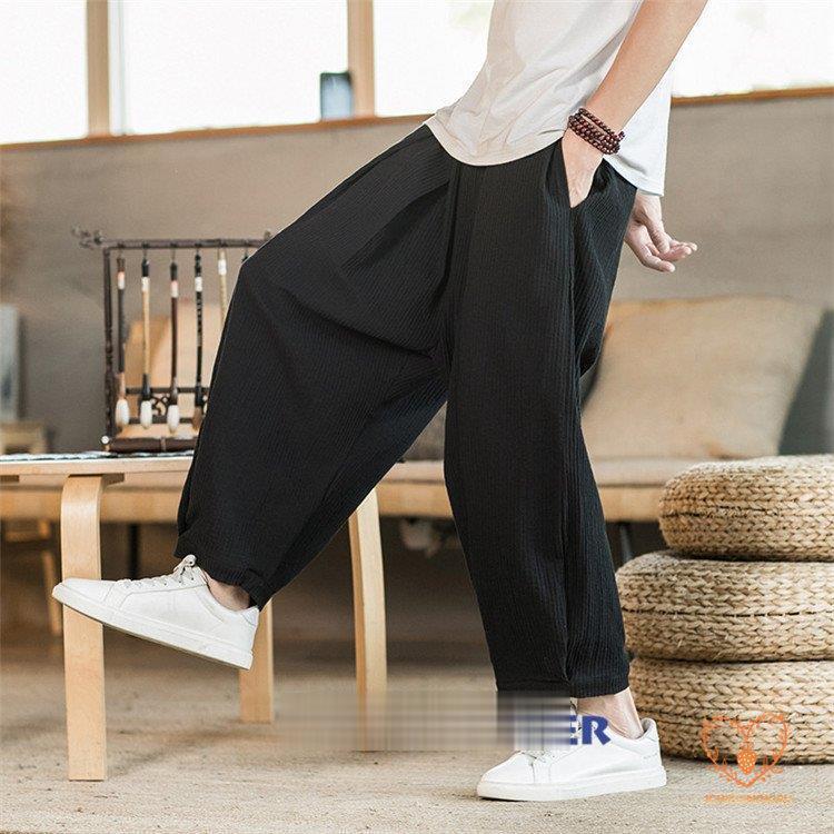 麻パンツ メンズ サルエルパンツ ワイドパンツ リネンパンツ