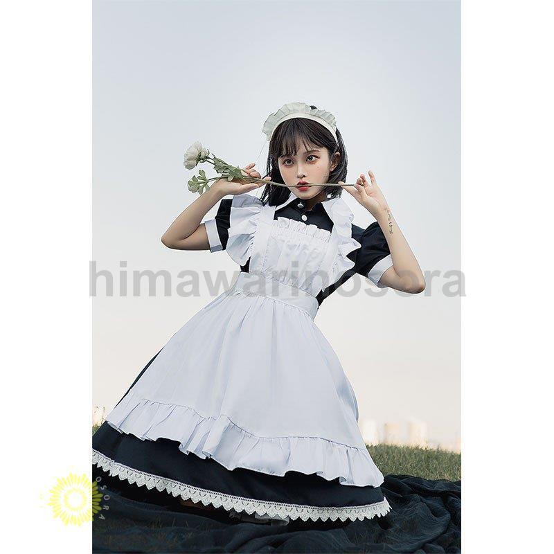 衣装 メイド服 コスプレ 魔女 メイド コスチューム 女王 巫女 仮装 ロングワンピース4点セット レディース ドレス レース 可愛い パーティー変装 大人｜himawarinosora｜04