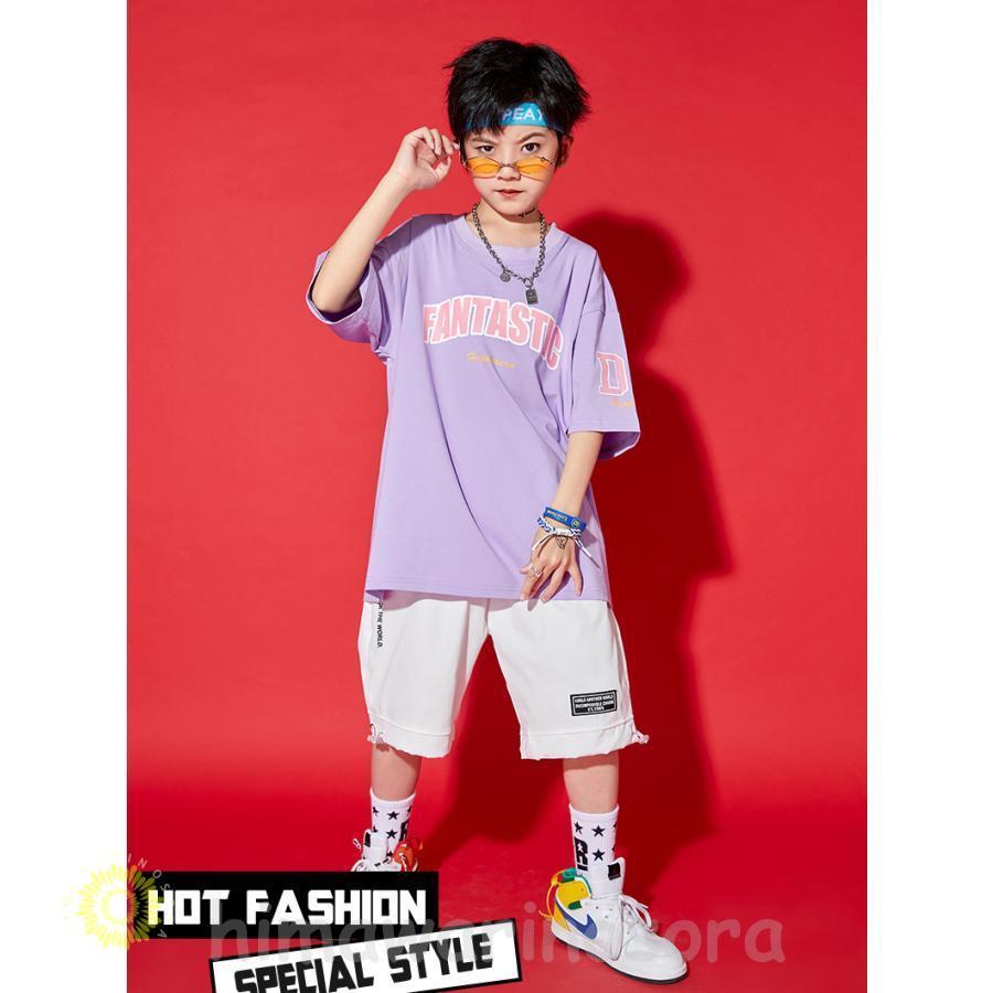 キッズ ダンス衣装 ヒップホップ 子供服 HIPHOP ズボン 半袖 セット 男の子 女の子 ジャズダンス 発表会 練習着 ステージ衣装 上下2点セット｜himawarinosora｜12