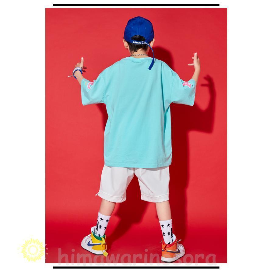 キッズ ダンス衣装 ヒップホップ 子供服 HIPHOP ズボン 半袖 セット 男の子 女の子 ジャズダンス 発表会 練習着 ステージ衣装 上下2点セット｜himawarinosora｜09