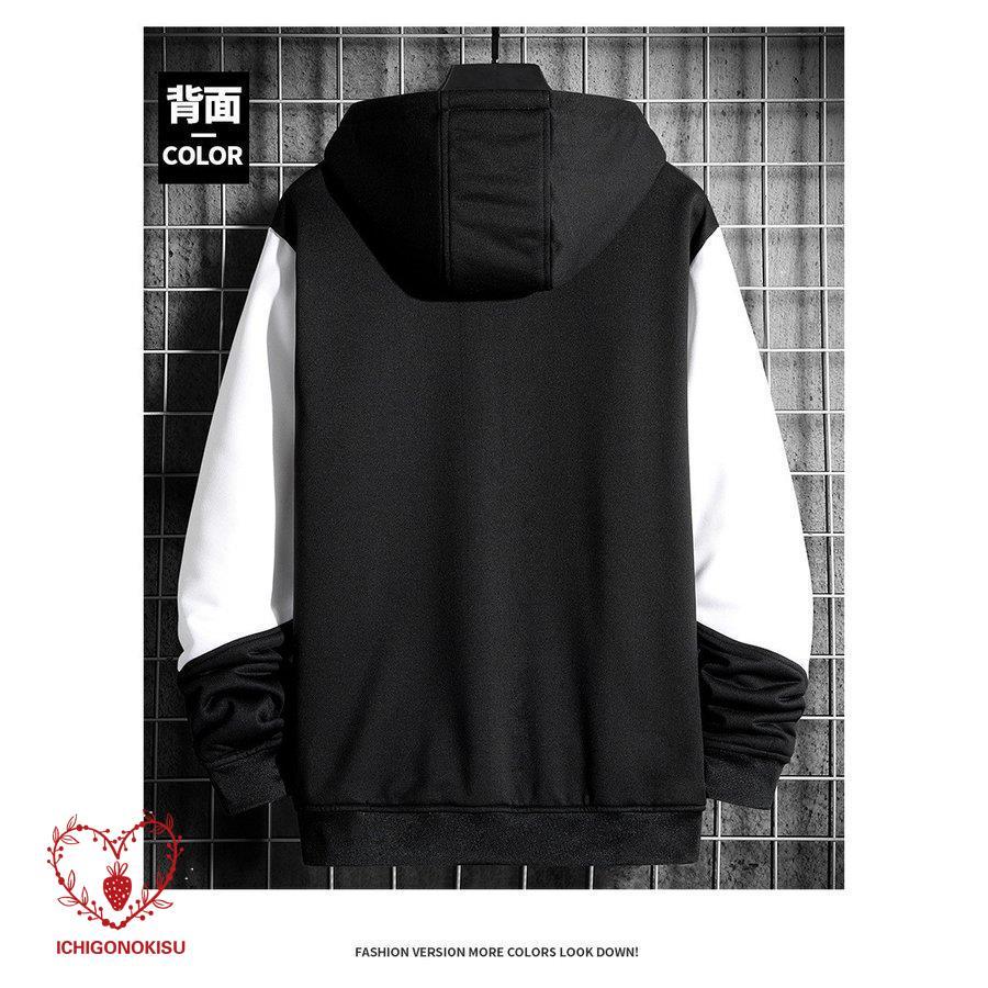 Black & White フード付きジャケット ジップアップパーカー パーカー メンズ ジップアップパーカー おしゃれ ホワイト 秋服