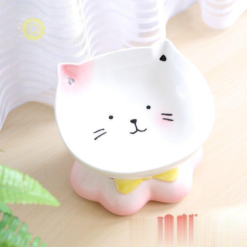 フードボウル 猫用 ペット食器 セラミックス 可愛い ピンク 猫柄