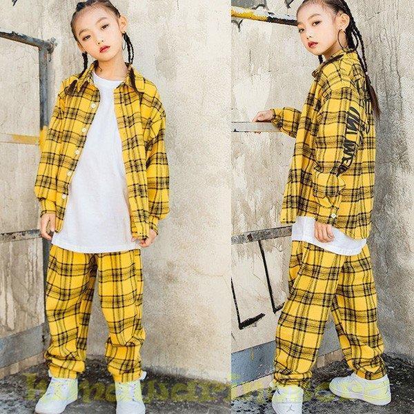 全国組立設置無料 キッズダンス衣装 ヒップホップ キッズ ダンス衣装 チェック柄 シャツ パンツ 女の子 ダンス衣装 ジャズダンス ステージ衣装 練習着 ダンスウェア 3点セット 人気絶頂 Marshallschool Edu Jo