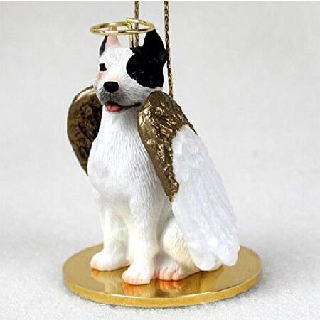 新品本物  ピットブルテリア犬置物天使像ハンドペイントホワイト オブジェ、置き物