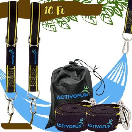 人気の贈り物が ActivoFun ツリースイングストラップハンギングキット 10フィート 長さ2本の調節可能なストラップ&高耐久ロックカラビナ 2400ポンドを保持 ハンモックアクセサリー