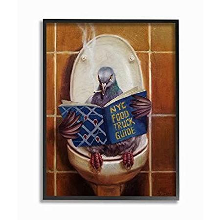 わけあり並の激安価格 Stupell Industries Pigeon Smoking On The Toilet Reading 面白い絵画 ブラックフレーム壁アート お洒落無限大 Www Leoslandscapes Com