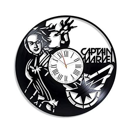 大人気 キャプテンマーベル Kovides ウォールクロック ハンドメイ ユニークな装飾 子供部屋用 装飾 ハンドメイド スーパーヒーロー キャプテンマーベル 掛け時計、壁掛け時計
