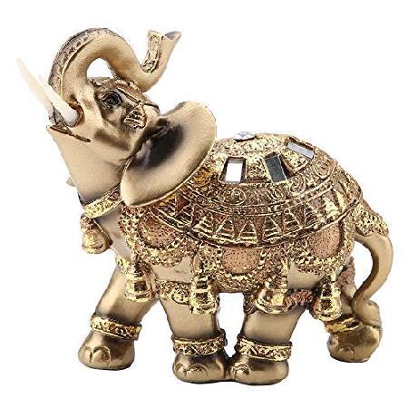 風水 象像 (L) 装飾ギフトに最適 オフィス 家庭 幸運の象の置物 収集価値のある富 金色 オブジェ、置き物 【感謝価格】