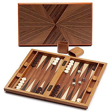 オンラインストア取寄 プレミアム大型木製折りたたみ式バックギャモンボードゲームセット ゲームピース付き クラシックポータブルトラベルボード戦略ゲームセット 大人と子供用 クリアランス人気 Tenera Su