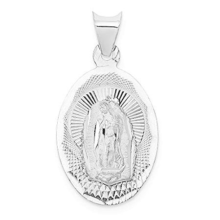 【超ポイント祭?期間限定】 White 14k Gold 19mm - Charm Pendant Oval Guadalupe of Lady Our Mary Virgin ネックレス、ペンダント