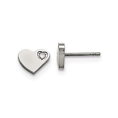 【完売】 Post Heart Zirconia Cubic CZ Steel Stainless Solid Studs 1 x 8mm - Earrings ピアス 【完売】 Post Heart Zirconia Cubic CZ Steel Stainless Solid Studs 1 x 8mm - Earrings ピアス