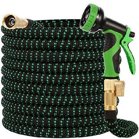 Buheco Garden Hose 100ft-Water hose with 9 Function Spray Nozzle and Durabl