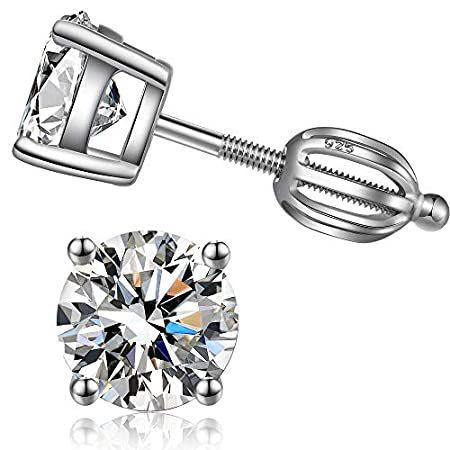 即納可 Jiamiaoi 925スターリングシルバー 輝く 5a キュービックジルコニア ダイヤモンド スタッドピアス レディース メンズ 安全なスクリューイ 期間特売 Shirleyryan Ca
