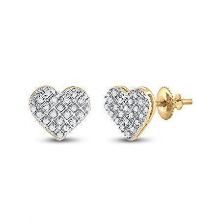 ●日本正規品● 10kt Collection Dazzlingrock Yellow Earring Heart Diamond Round Womens Gold ピアス