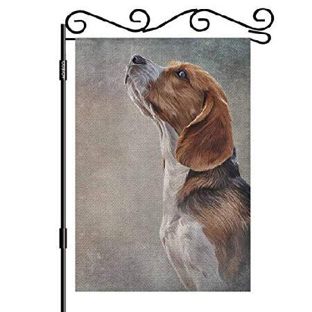訳あり商品 Premium Sided Double Flag Garden Burlap Beagle Dog AOYEGO Fabric O Portrait オブジェ、置き物
