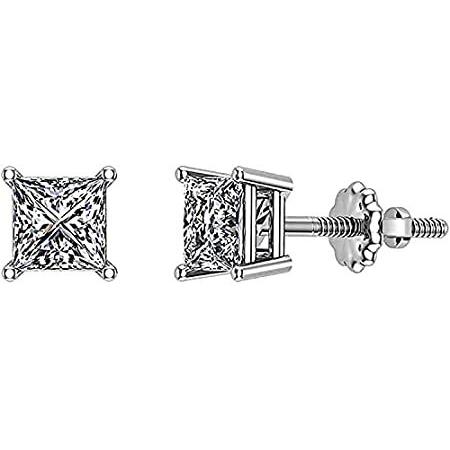 最新の激安 Princess cut (ste CT) (0.25-2 Earrings Stud Diamond Moissanite D-VVS square ピアス