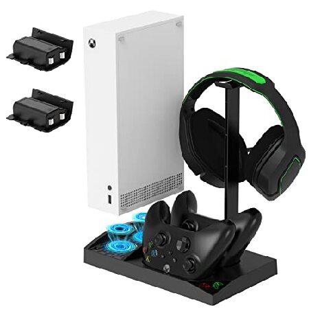 【高品質】 FASTSNAIL 縦型スタンド 冷却ファン付き XboxシリーズS充電ステーション XboxシリーズX/Sコントローラー用 2パック 1400mAh PC用ゲームコントローラー
