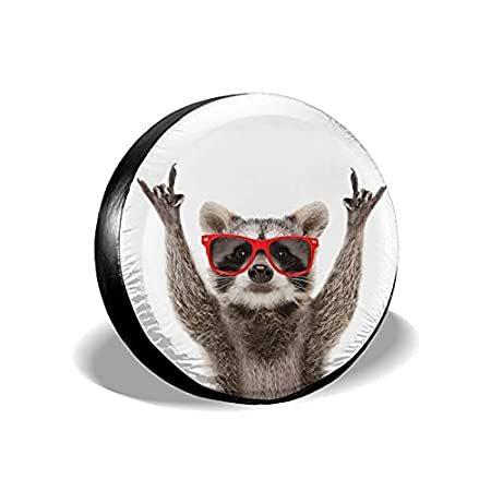 Widlan 面白いアライグマ レッドサングラス スペアタイヤカバー ホイールプロテクター 防水 キャンパー トレーラー Rv Suv 日焼け
