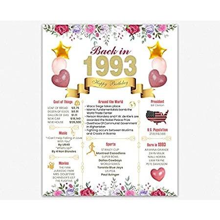 大注目 28歳の誕生日ギフトプリント 女性の誕生日ポスター 1993年に生まれます 額無し 10インチ X 8 センターピース 誕生日デコレーション ポスター Oroagri Eu