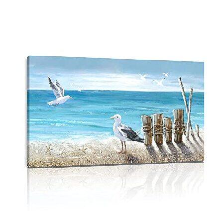 ビーチピクチャーキャンバスウォールアート カモメの絵画 Himawarin 穏やかな海岸の壁画 海の鳥プリント リビングルーム用額入りで簡単に掛けられます ウォールデコレーション Shop Shopのビーチピクチャーキャンバスウォールアート カモメの絵画 B09jp3hl6s 32x16イン