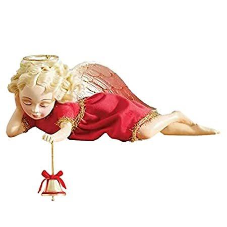 【即出荷】 Angel Christmas Ornament, Christmas Blowing Trumpet Sitting Girl Angel Resi オブジェ、置き物
