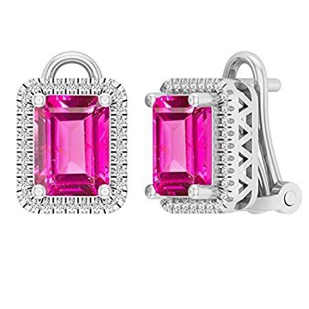 最新最全の Dazzlingrock Collection 0. & Sapphire Pink Created Lab Shaped Emerald 8X6mm ピアス