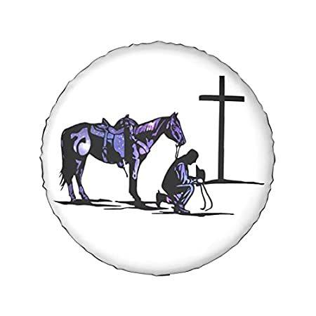 Cowboy Horse Prayer SALE 104%OFF Cross Tire Cover Wheel Universal Water 定番 Protectors