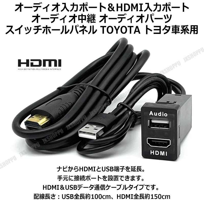 USBオーディオ入力ポート ＆ HDMI入力ポート オーディオ 中継 ケーブル 延長 線 スイッチホールパネル TOYOTA 車 トヨタ車系用  :JX-TYT-AUHDMI-T1:HIME-SHOP 通販 