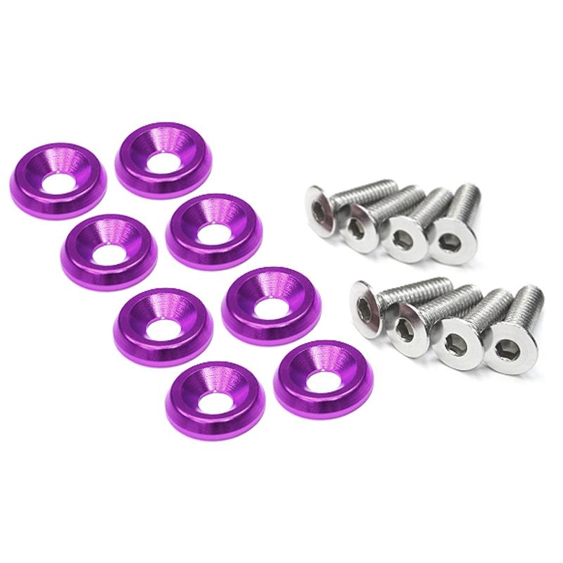 多用途 ナンバーボルト セット ワッシャー×8 ボルト×8 [パープル] 20mm 