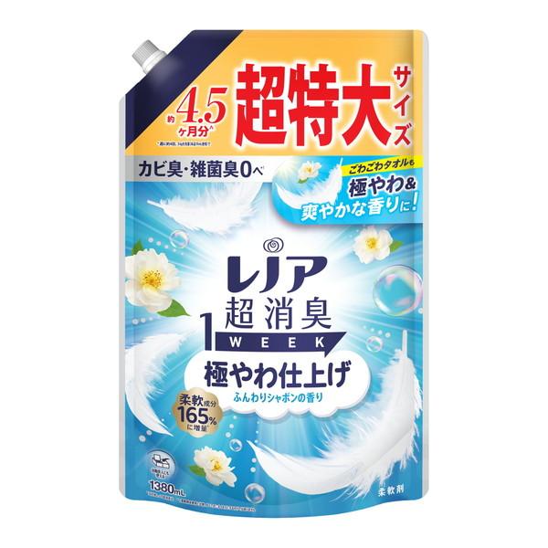 (まとめ買い×6個セット)P\u0026G レノア 超消臭 1WEEK 極やわ仕上げ ふんわりシャボンの香り つめかえ用 超特大サイズ 1380mL (送料無料)の画像