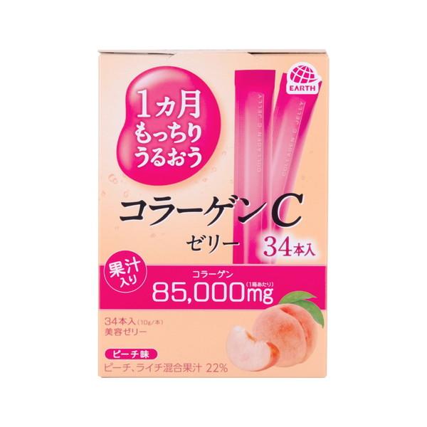 (まとめ買い×12個セット)アース製薬 1カ月もっちりうるおう コラーゲンC ゼリー ピーチ味 34本入 (送料無料)の画像