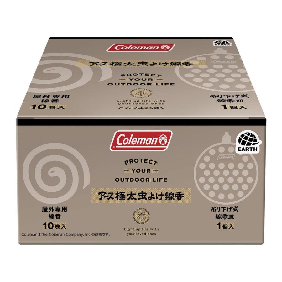 (まとめ買い×12個セット)アース製薬 極太 虫よけ 線香 Coleman コールマン 吊り下げ式線香皿付 10巻入 (送料無料)_1