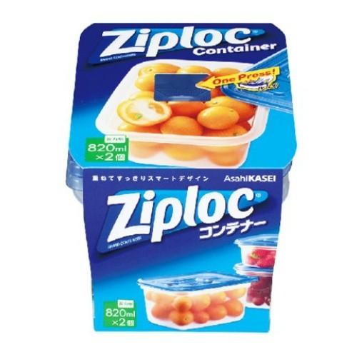 (まとめ買い)旭化成 ジップロック コンテナー 長方形 820ml 2個入  ×024点セット(4901670112900) (送料無料)