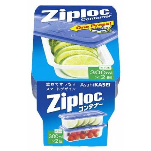 旭化成ホームプロダクツ ジップロック コンテナー 長方形300ml ( 内容量:2個 ) ×24点セット (送料無料)