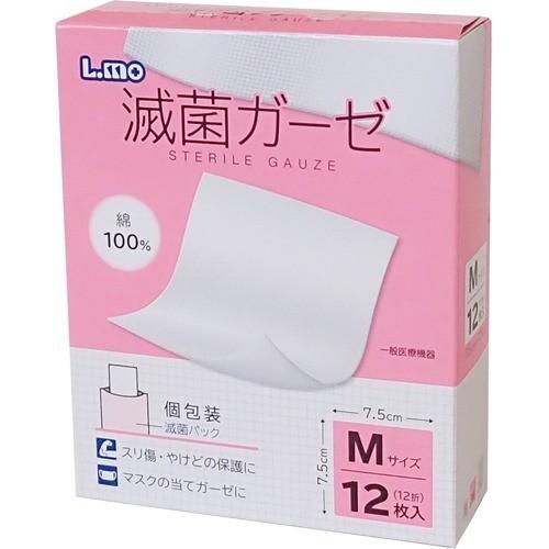 (まとめ買い×100個セット)日進医療器 エルモ 滅菌ガーゼ Mサイズ 12枚入 (送料無料)