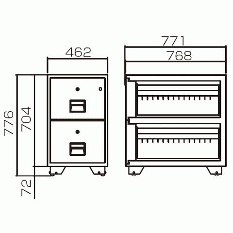 金庫診断士のいる専門店- A4-2KJ 耐火キャビネット 鍵式 A4サイズ 2段「日本製」キャビネット金庫の画像