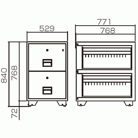金庫診断士のいる専門店- B4-2KJ 耐火キャビネット 鍵式 B4サイズ 2段「日本製」キャビネット金庫の画像