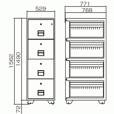 金庫診断士のいる専門店- B4-4KJ 耐火キャビネット 鍵式 B4サイズ 4段「日本製」キャビネット金庫_1