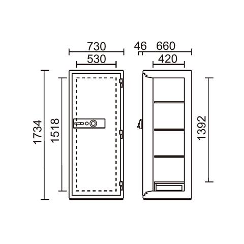 日本アイ・エス・ケイ 金庫診断士のいる専門店- KCJ55-2D ダイヤル式