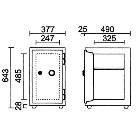 金庫診断士のいる専門店- KS-37DK A4ファイルが収納しやすいダイヤル式 耐火金庫 日本製「スリムな省スペースモデル」家庭用金庫の画像