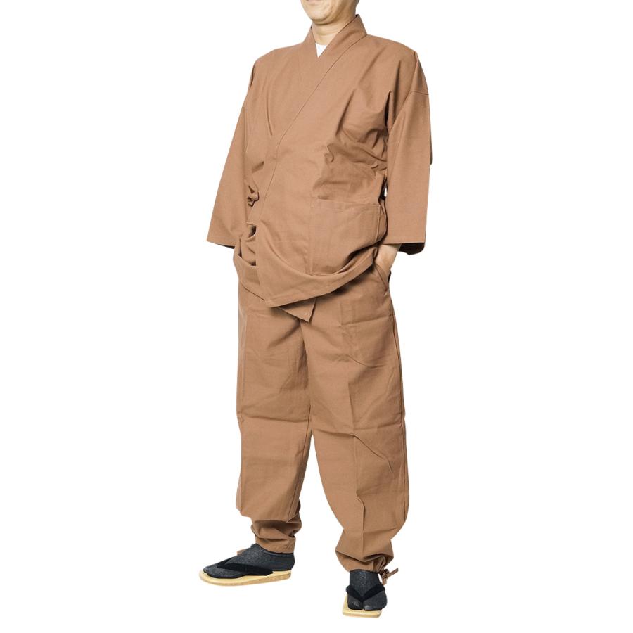 【ひめか】 作務衣 日本製 メンズ 武州 柿渋 染め作務衣 さむえ 綿100％ 2001 部屋着 作業着 普段着 父の日 敬老の日 ギフト 還暦 LL