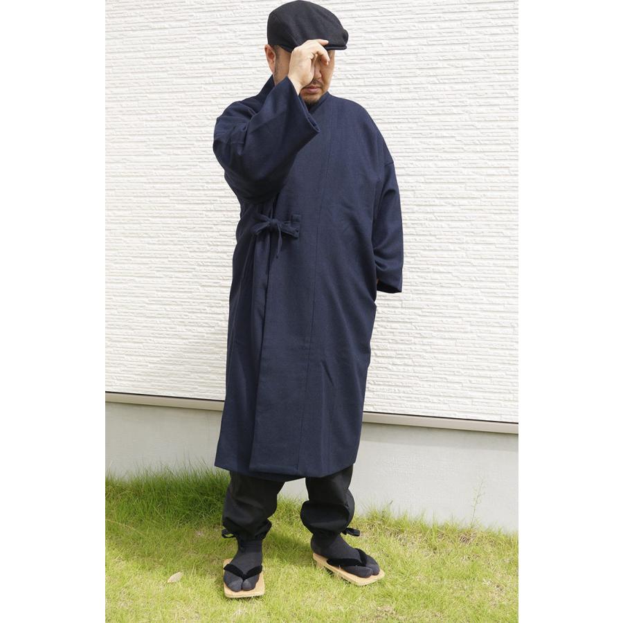 【ひめか】  作務衣 ウールコート 日本製 5080 濃紺Ｌ｜himeka-wa-samue