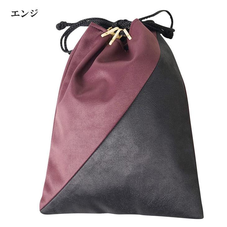 ひめか 信玄袋 メンズ 巾着 デザイン レザー風 Lm 39 エンジ アイテム勢ぞろい