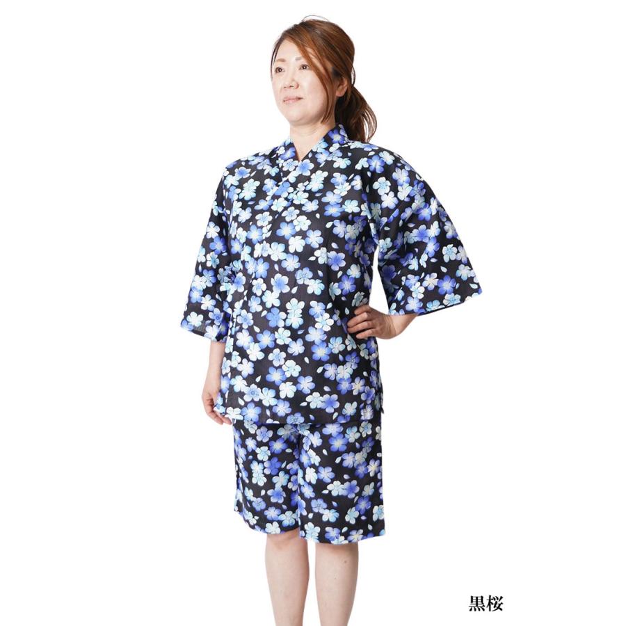 ひめか 甚平 レディース 女性 小桜黒 ｌ Ac2 10 作務衣と甚平和専門店 ひめか 通販 Yahoo ショッピング