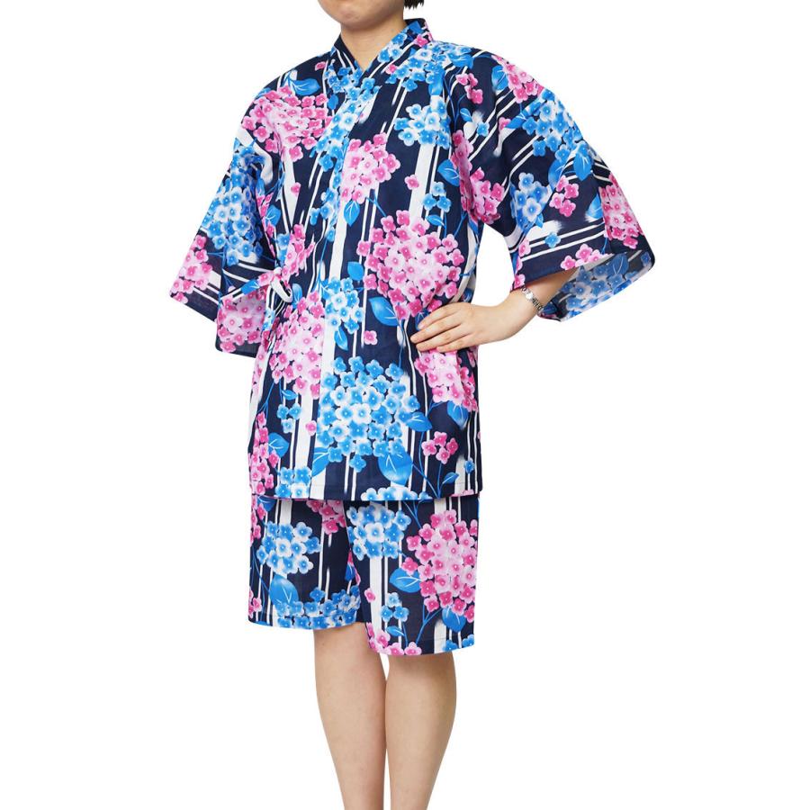 ひめか 甚平 レディース 女性 2749b あじさい紺 4ｌ Ac2 作務衣と甚平和専門店 ひめか 通販 Yahoo ショッピング