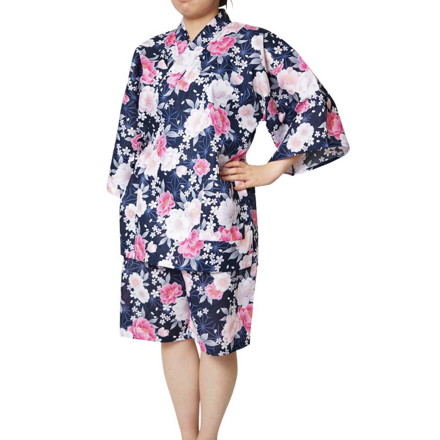 ひめか 甚平 レディース 女性 1007ｃ 紺八重桜 3ｌ Ac2 36 作務衣と甚平和専門店 ひめか 通販 Yahoo ショッピング