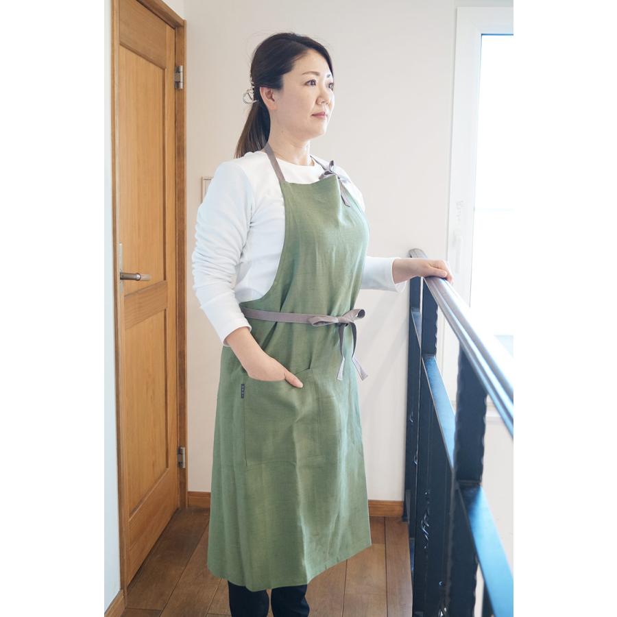 エプロン リネン 麻 日本製 IONO 005-008 おしゃれ 保育士 カフェ