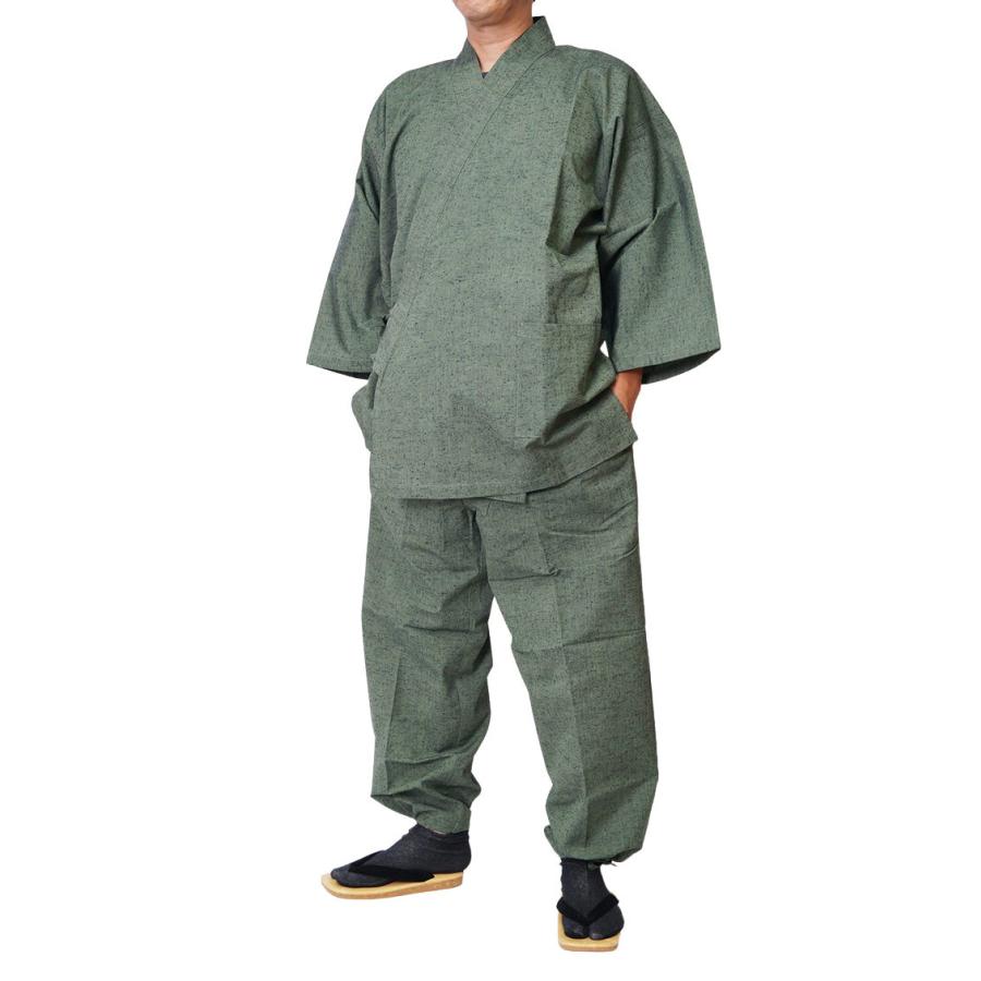 ソウソウ　作務衣　紡毛　黒緑　S ひめか 作務衣 メンズ 男性用 さむえ 久留米織 作務衣 綿100％ 712 M/L