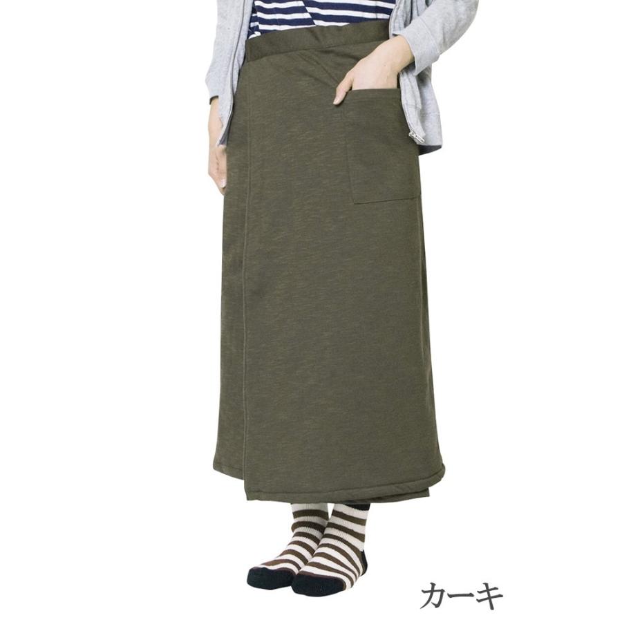 巻きスカート 冬用 スラブニットロング 裏フリース防寒 : 作務衣