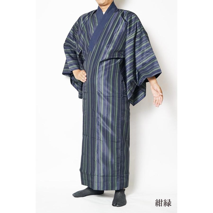 長襦袢 メンズ 長じゅばん 洗える 仕立て上がり ストライプ M/L/LL